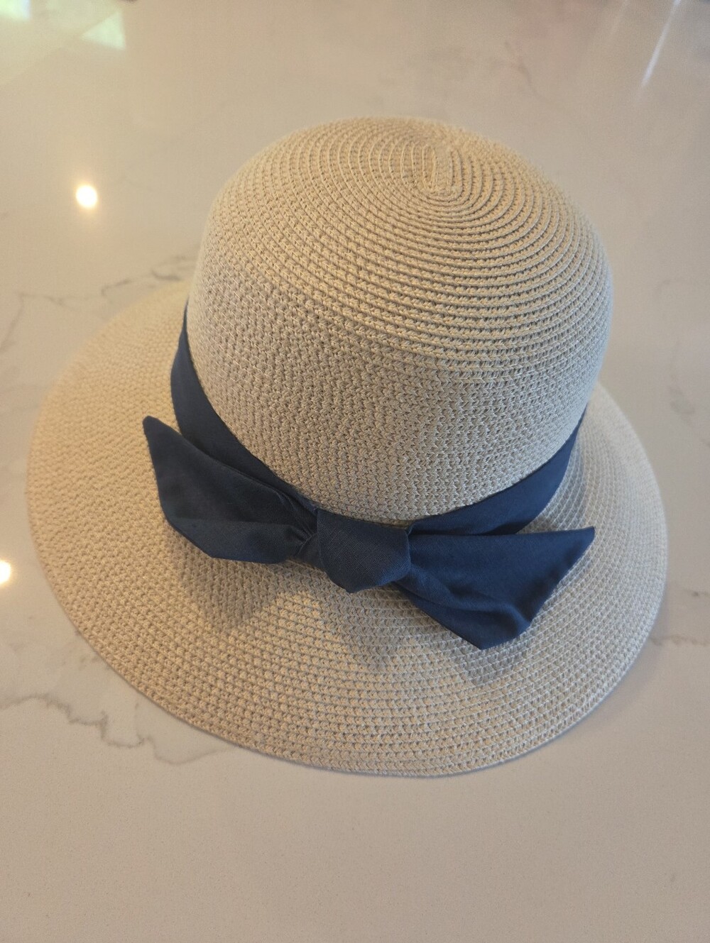 80% Paper Sun Hat with Navy Bow